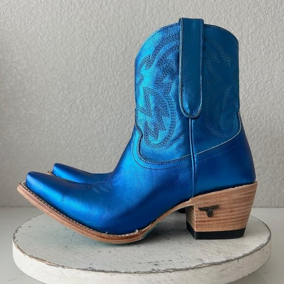 Lane SMOKESHOW Womens Cowboy Bootie 8.5 Blue Western Cowgirl Short Ankle Boots - Picture 4 of 12